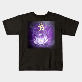 Om with lotus and all seeing eye Kids T-Shirt